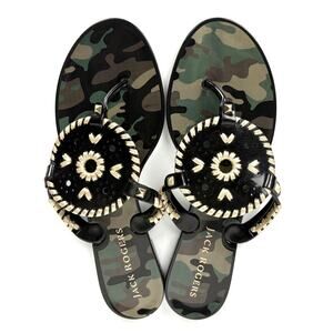 Jack Rogers Womens Georgica Jelly Sandals Camo Flip Flops Medallion Size 10